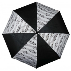 1667. Mini skladací dáždnik motív noty - čierno-biely
