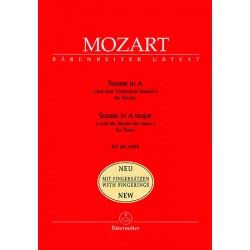 0165. W.A.Mozart : Sonata in A Major KV 331 - New with Fingerings - Urtext (Bärenreiter)